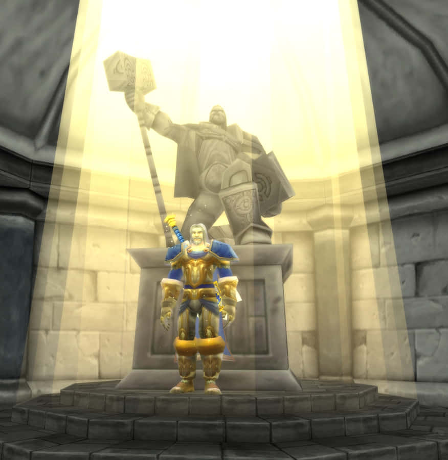 Uther Lightbringer Statueand Character Wallpaper