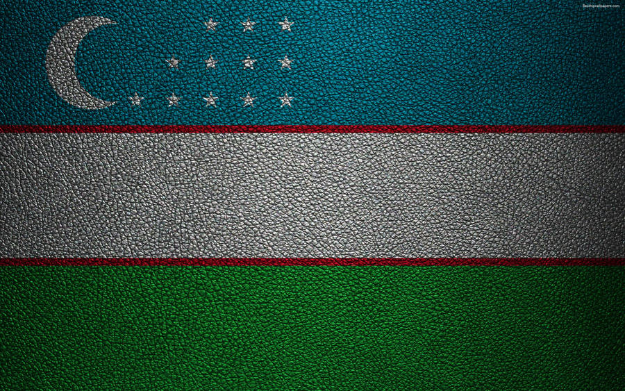 Uzbekistan Flag In Leather Texture Wallpaper