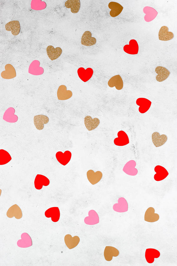 Valentine's Day Confetti Hearts Wallpaper