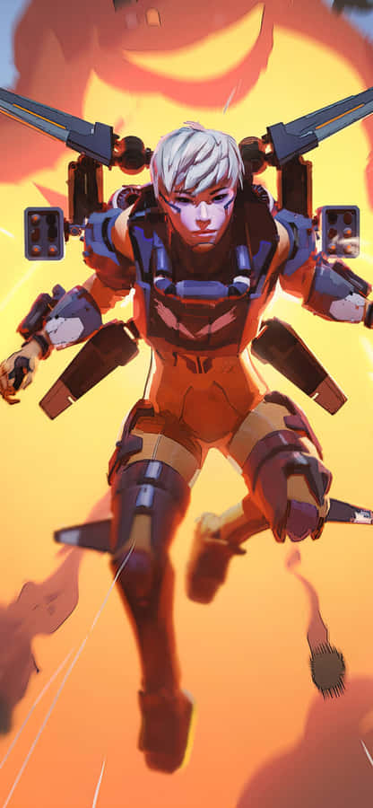 Valkyrie Apex Legends Jumps Against Explosion Wallpaper