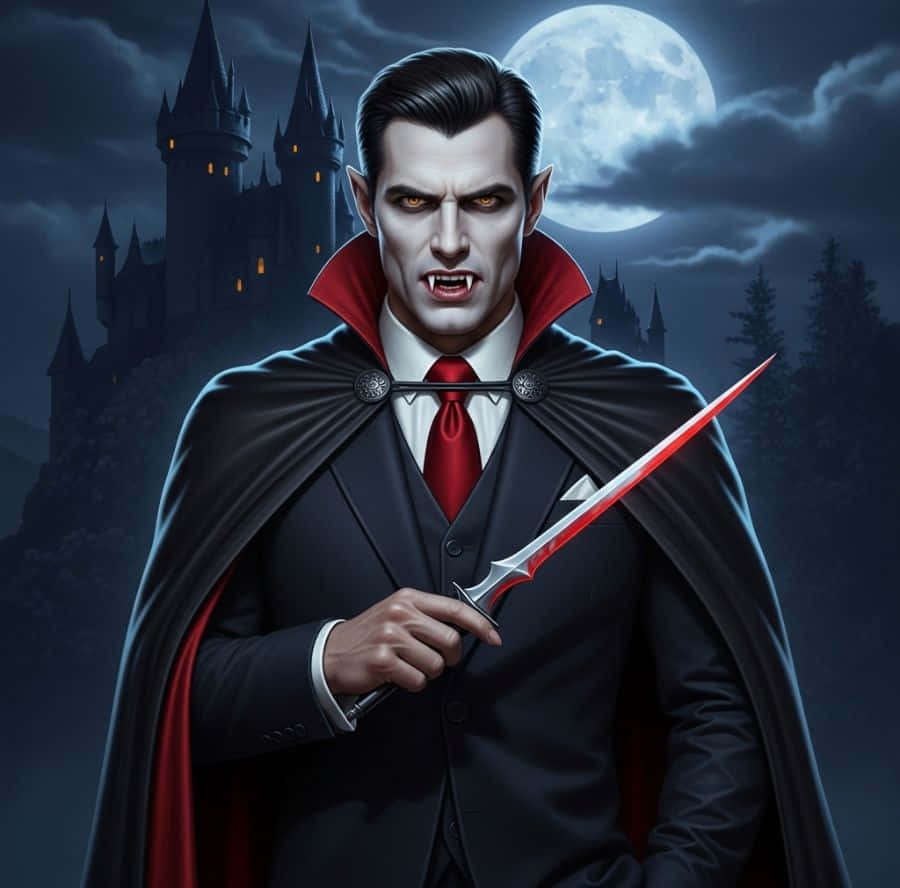 Vampire Lord Under Full Moon Wallpaper