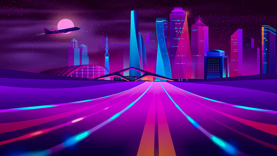 Vaporwave Cityscape4 K Ultra H D Wallpaper