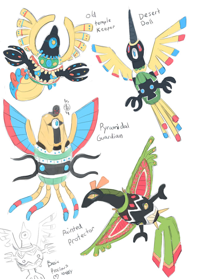 Various Graphic Drawings Of Sigilyph Wallpaper