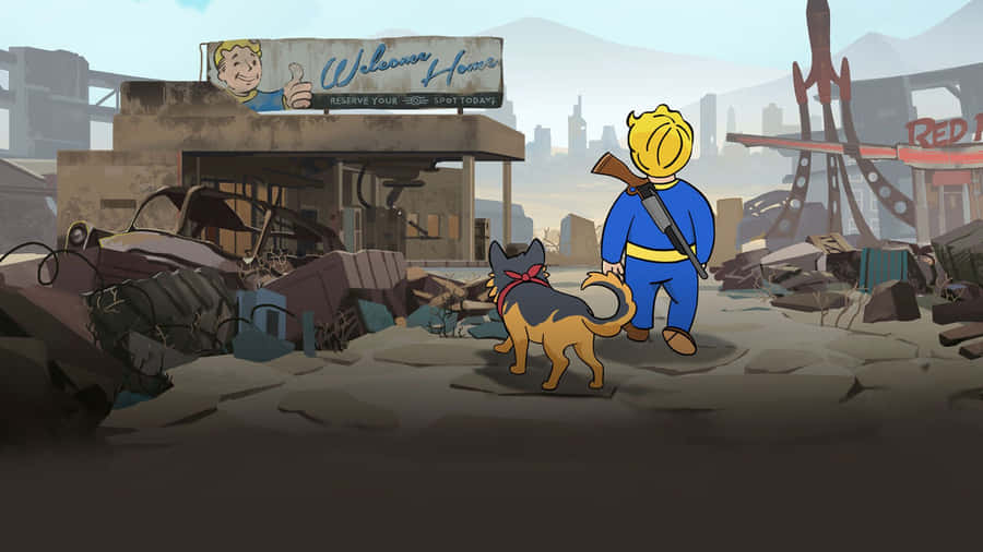 Vault Dweller In Fallout Shelter Wallpaper