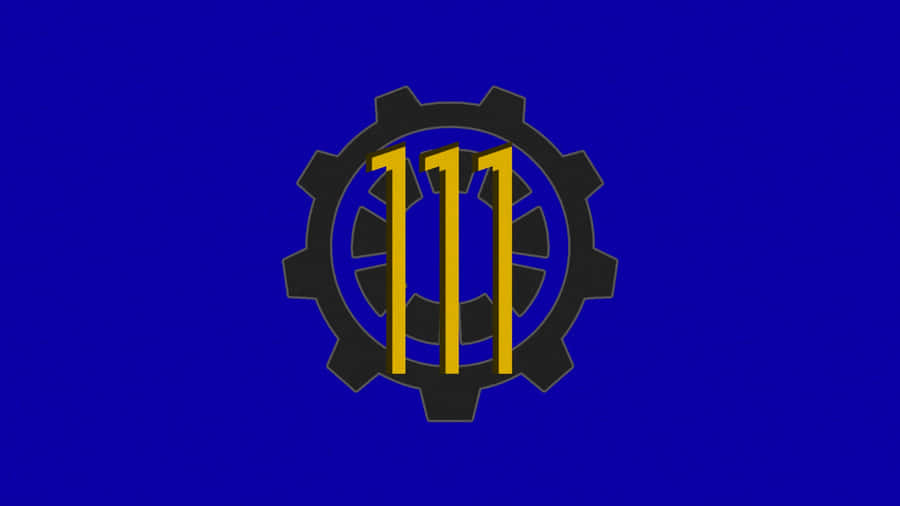 Vault-tec Logo Against Blue And Yellow Dynamic Background Wallpaper