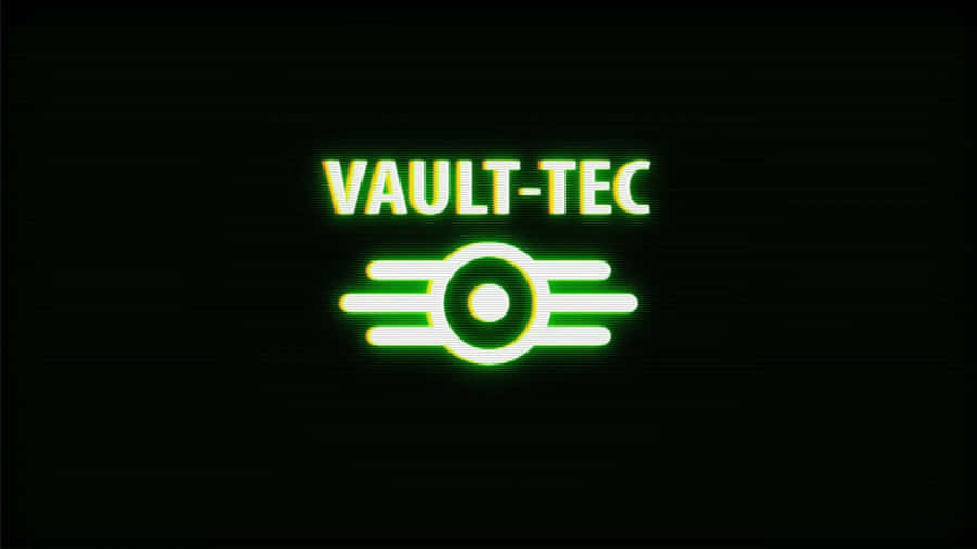 Vault-tec Themed Desktop Wallpaper With Vault Boy And Logo Wallpaper