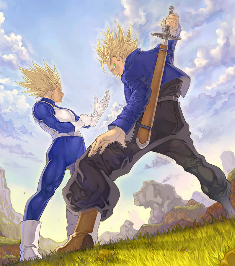 Vegeta And Trunks: A Father-son Bond Wallpaper