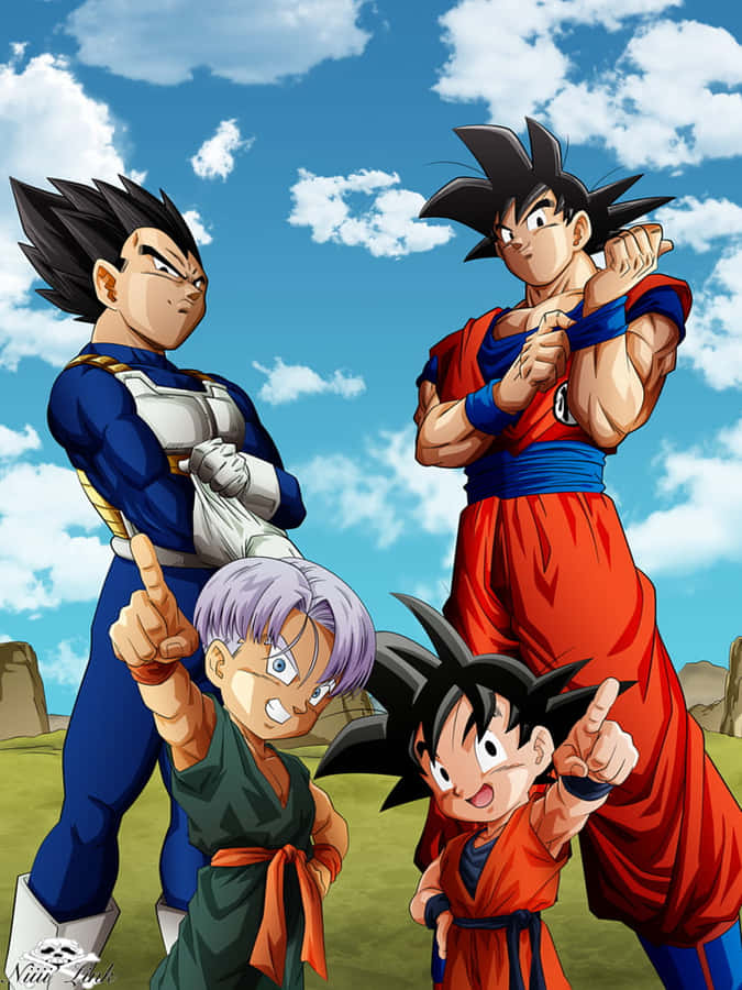 Vegeta And Trunks - A Powerful Duo In Action Wallpaper