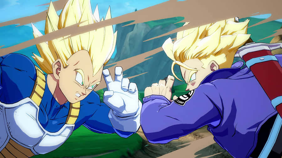 Vegeta And Trunks In Action Wallpaper