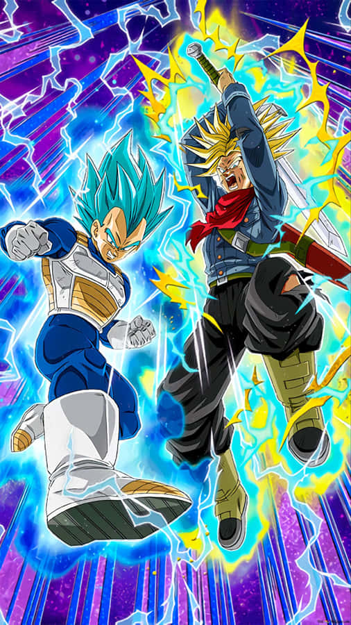 Vegeta And Trunks - Powerful Warriors Side By Side Wallpaper