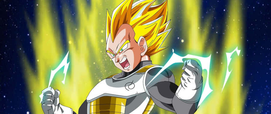 Vegeta Unleashes His Super Saiyan 2 Power Wallpaper