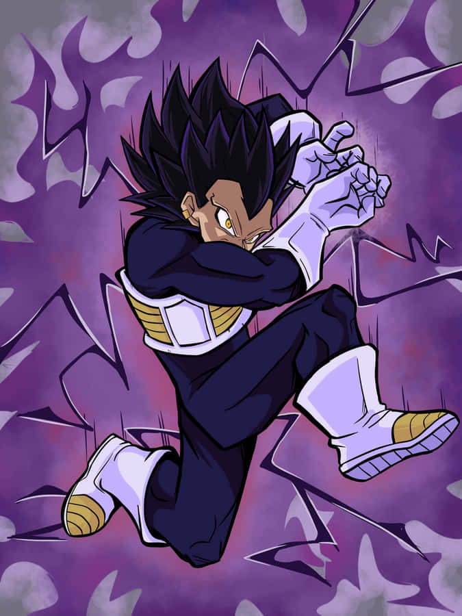 Vegeta Unleashing His Iconic Galick Gun Attack In An Intense Battle Scene Wallpaper