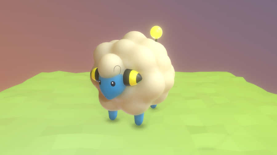 Vibrant 3d Model Of Mareep - Pokemon Evolution Art Wallpaper
