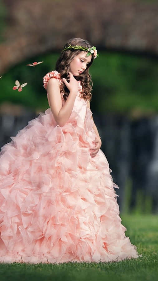 Vibrant And Feminine Butterfly Dress Wallpaper