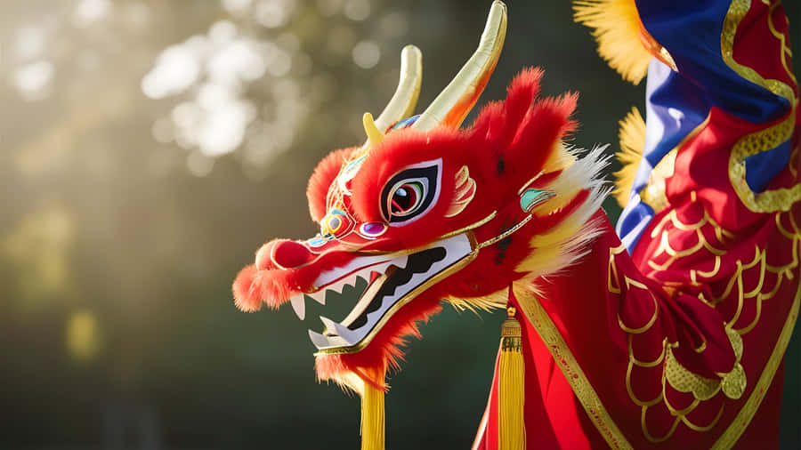 Vibrant Dragon Dance Head Wallpaper