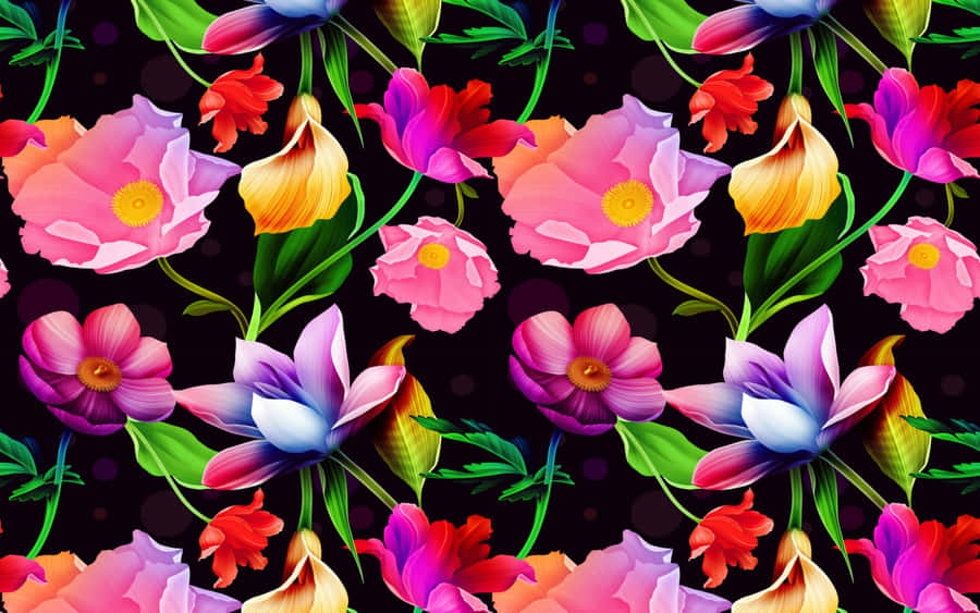 Vibrant Floral Pattern Background Wallpaper
