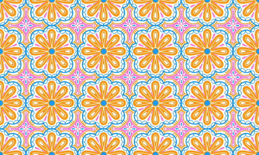Vibrant Floral Pattern Pink Orange Background.jpg Wallpaper