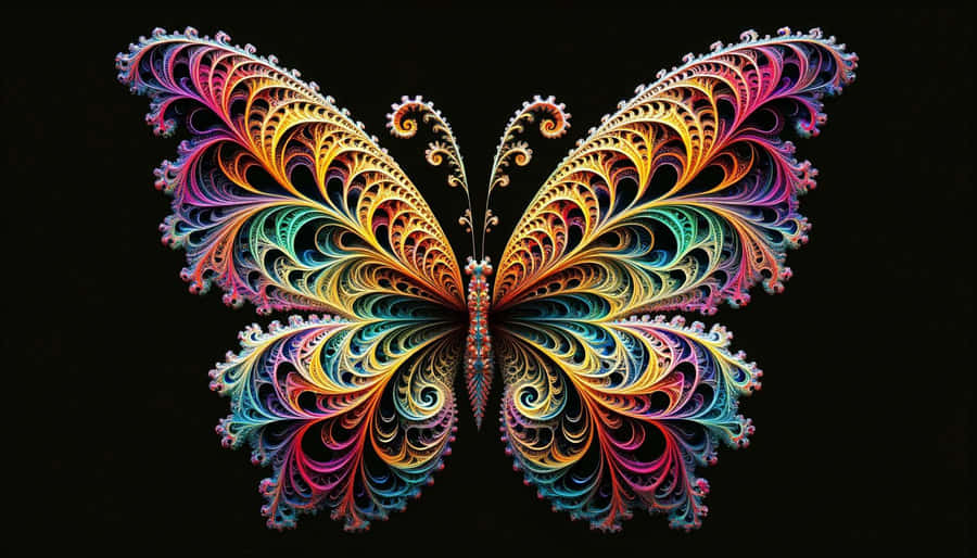 Vibrant Fractal Butterfly Art Wallpaper