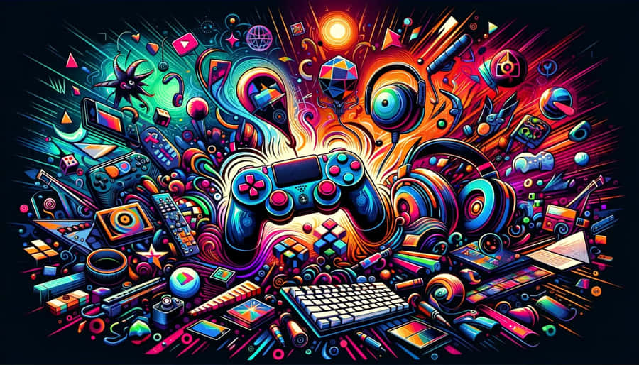 Vibrant Gaming Explosion Artwork Wallpaper