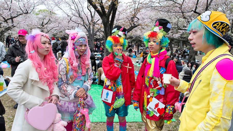 Vibrant Harajuku Fashion On The Streets Of Tokyo Wallpaper