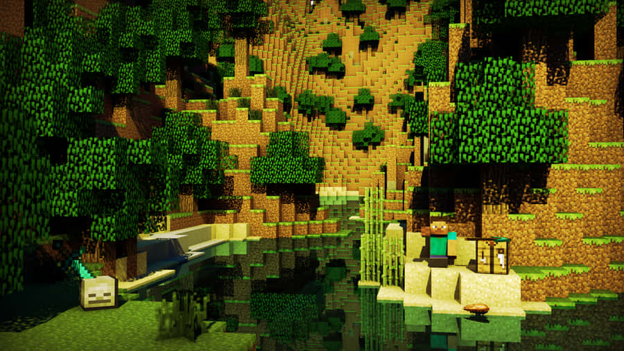 Vibrant Minecraft Pixel Art Creation Wallpaper