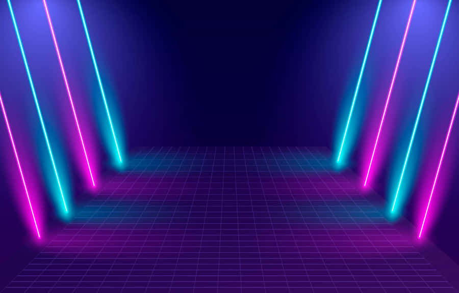 Vibrant Neon Lights Corridor Wallpaper