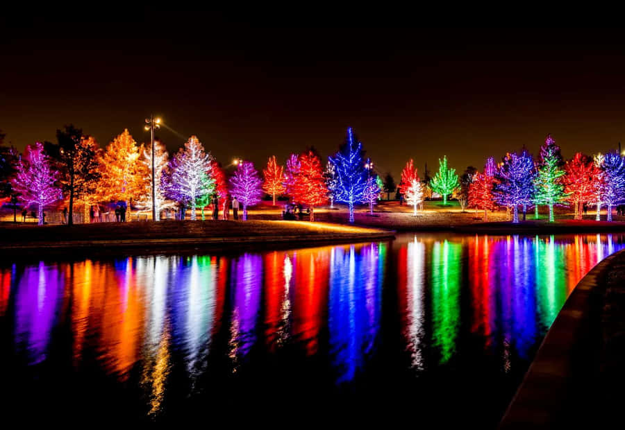 Vibrant Nighttime Lights Reflection Wallpaper