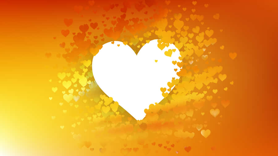 Vibrant Orange Heart On A Black Background. Wallpaper