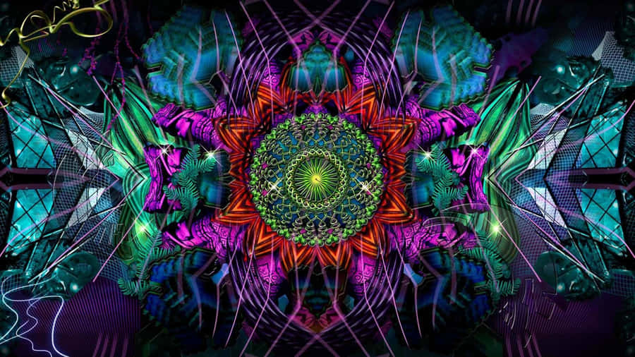 Vibrant Psychedelic 3d Art Explosion Wallpaper