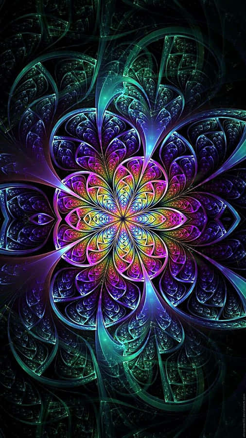 Vibrant Psychedelic Flower Blossoms Wallpaper