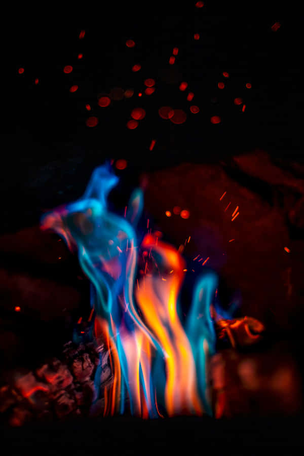 Vibrant Red And Blue Fire Wallpaper