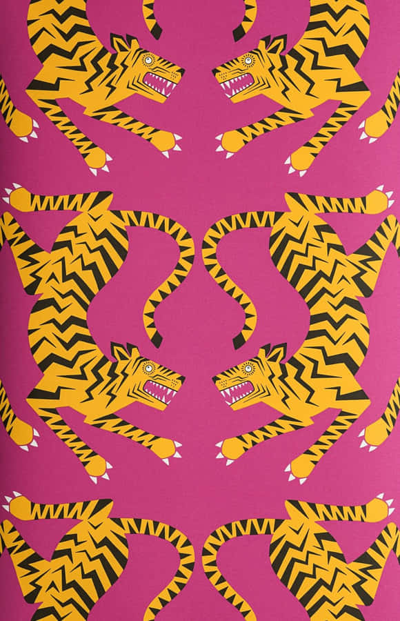 Vibrant Tiger Pattern Art Wallpaper