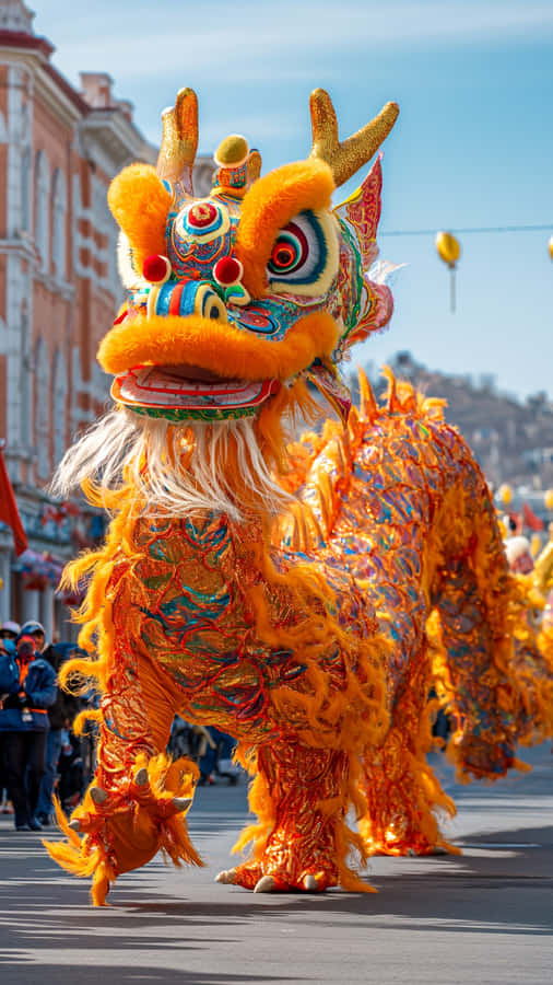 Vibrant Traditional Dragon Dance Wallpaper
