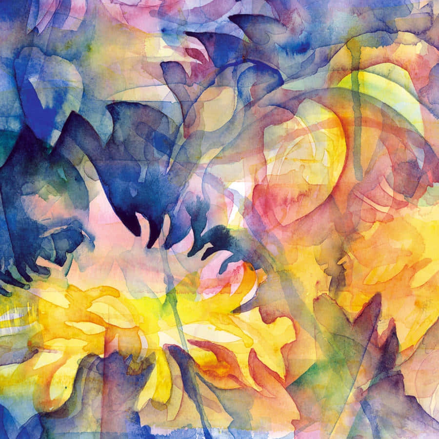 Vibrant Yellow Art Abstract Design Wallpaper