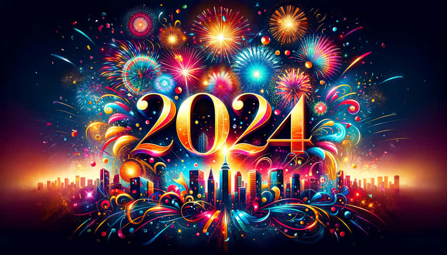Vibrant2024 New Year Celebration Wallpaper