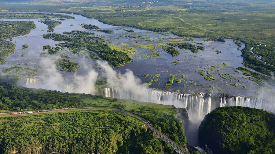 Victoria Falls Vast African Landscape Wallpaper