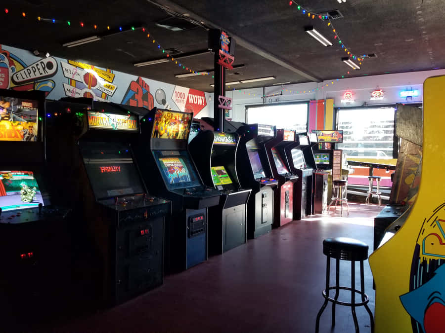 Vintage Arcade Games Room Wallpaper