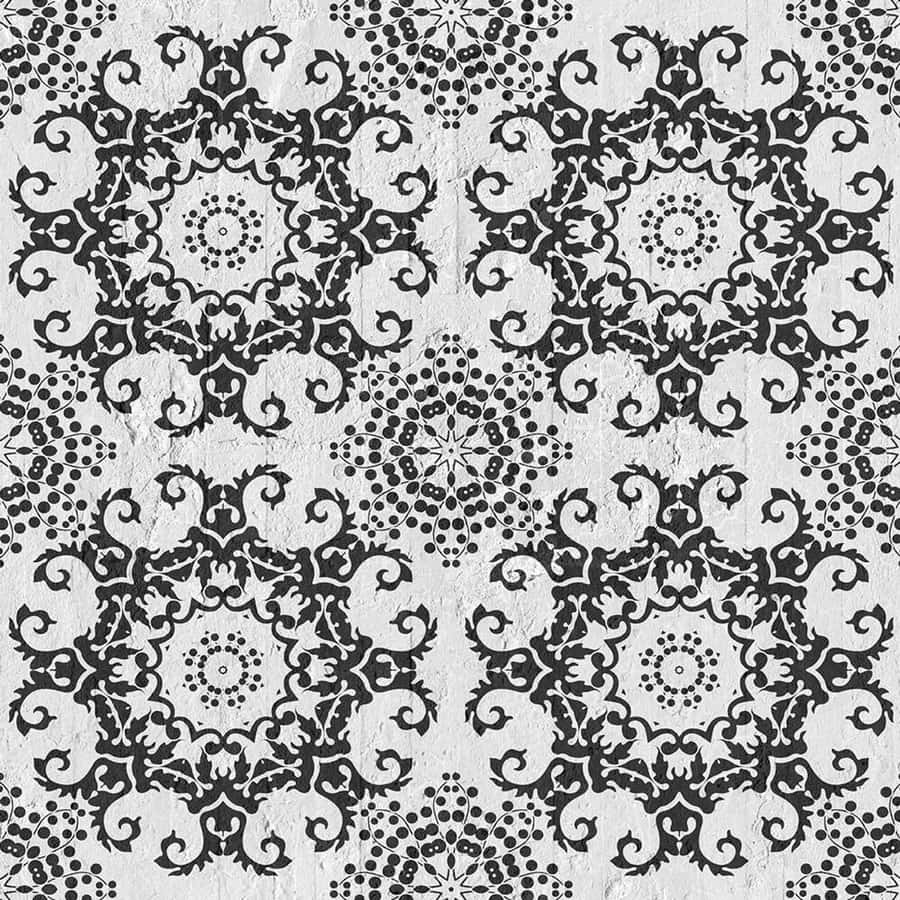 Vintage Black Damask Pattern Wallpaper