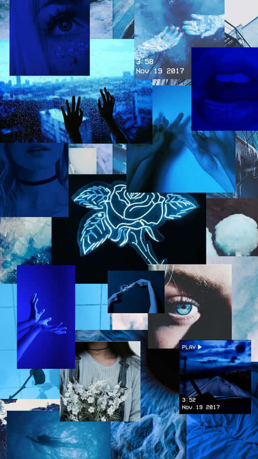 Vintage Blue Aesthetic Collage Wallpaper