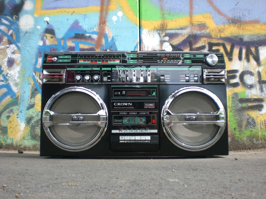 Vintage Boombox Graffiti Backdrop Wallpaper