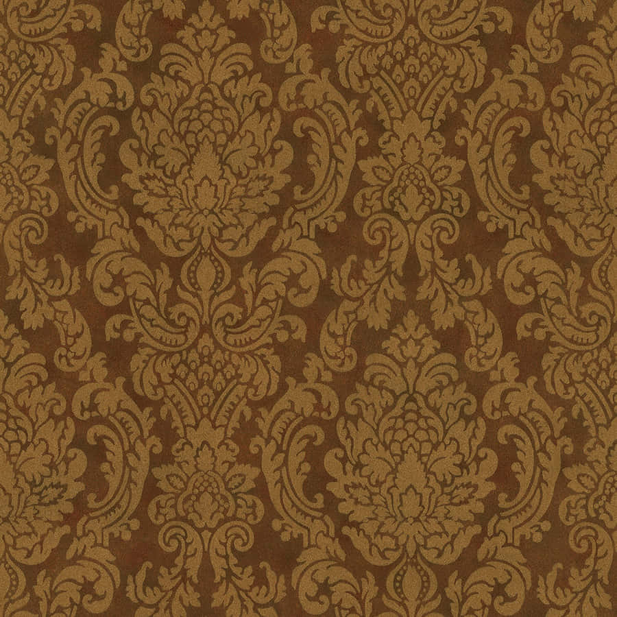Vintage Brown Damask Pattern Wallpaper