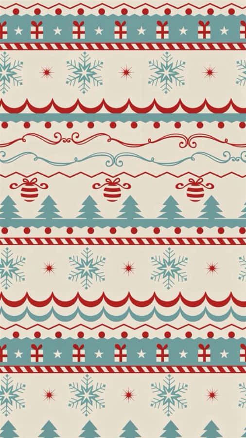 Vintage Christmas Patterni Phone Wallpaper Wallpaper