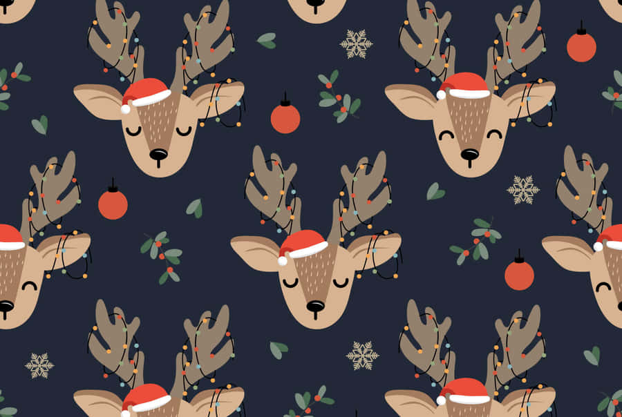 Vintage Christmas Reindeer Wallpaper