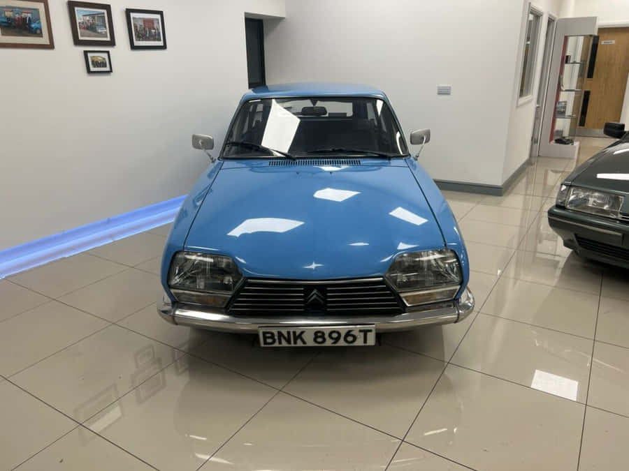 Vintage Citroen G S Blue Car Showroom Wallpaper