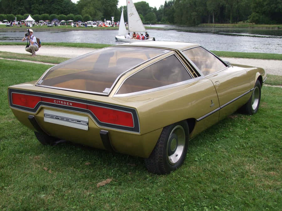 Vintage Citroen G S Car Parked Near River Wallpaper