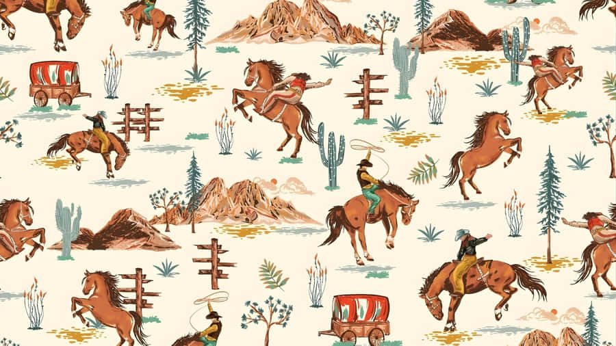 Vintage Cowboy Pattern Wallpaper