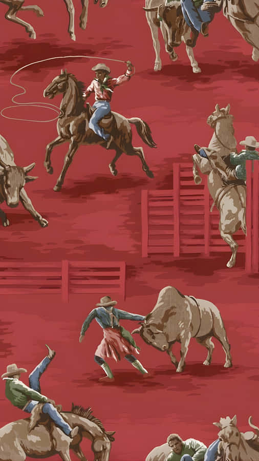 Vintage Cowboy Rodeo Action Wallpaper