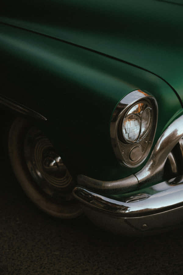 Vintage Dark Green Car Detail Wallpaper