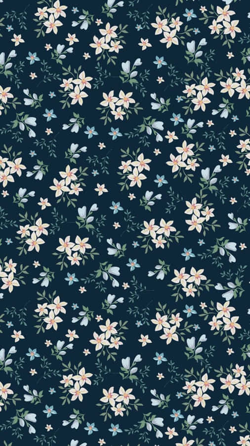 Vintage Floral Pattern Dark Background Wallpaper