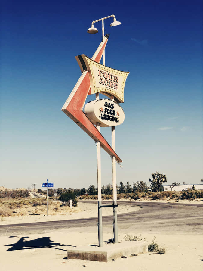 Vintage Four Aces Gas Station Sign Wallpaper